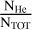 Mathematical equation: $\[\frac{\mathrm{N}_{\mathrm{He}}}{\mathrm{N}_{\text {TOT}}}\]$