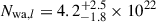 Mathematical equation: $ N_{\mathrm{wa},l} = 4.2^{+2.5}_{-1.8} \times 10^{22} $