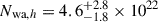 Mathematical equation: $ N_{\mathrm{wa},h} = 4.6^{+2.8}_{-1.8} \times 10^{22} $