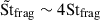 Mathematical equation: $ \tilde{\mathrm{St}}_{\mathrm{frag}} \sim 4 \mathrm{St}_{\mathrm{frag}} $