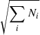 Mathematical equation: $ \sqrt{\sum_i N_i} $