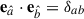Mathematical equation: $ {\textbf e}_{\hat a}\cdot{\textbf e}_{\hat b}=\delta_{ab} $