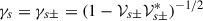 Mathematical equation: $ \gamma_s=\gamma_{s\pm}=(1-{\cal V}_{s\pm}{\cal V}_{s\pm}^*)^{-1/2} $