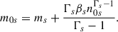 Mathematical equation: $$ \begin{aligned} m_{0s}=m_s+\frac{\Gamma _s\beta _s n_{0s}^{\Gamma _s-1}}{\Gamma _s-1} . \end{aligned} $$