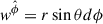 Mathematical equation: $ {\mathbf{\textit w}}^{\hat \phi}=r\sin\theta d\phi $