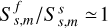 Mathematical equation: $S_{s,m}^f/S_{s,m}^s \simeq 1$