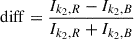 Mathematical equation: $$ \begin{aligned} \mathrm{diff} = \frac{I_{k_2,R} - I_{k_2,B}}{I_{k_2,R} + I_{k_2,B}} \end{aligned} $$