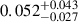 $ 0.052_{-0.027}^{+0.043} $