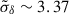 Mathematical equation: $ \tilde{\sigma}_{\delta} \sim 3.37 $