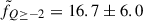 Mathematical equation: $ \tilde{f}_{Q\geq-2}=16.7\pm6.0 $