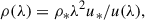 Mathematical equation: $$ \begin{aligned} \rho (\lambda )&= \rho _* \lambda ^2 u_* / u(\lambda ), \end{aligned} $$