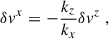 Mathematical equation: $$ \begin{aligned} &\delta v^x = - \frac{k_z}{k_x}\delta v^z \;, \end{aligned} $$
