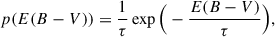 Mathematical equation: $$ \begin{aligned} p(E(B-V)) = \frac{1}{\tau }\exp \Big (-\frac{E(B-V)}{\tau }\Big ), \end{aligned} $$