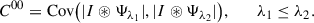 Mathematical equation: $$ \begin{aligned} C^{00}&= \mathrm{Cov}\big (|I \circledast \Psi _{\lambda _1}|, |I \circledast \Psi _{\lambda _2}|\big ), \quad&\lambda _1 \le \lambda _2. \end{aligned} $$