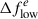 Mathematical equation: $ \Delta f^{e}_{\mathrm{low}} $
