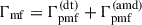 Mathematical equation: $ \Gamma_{\mathrm{mf}}=\Gamma_{\mathrm{pmf}}^{\mathrm{(dt)}}+\Gamma_{\mathrm{pmf}}^{\mathrm{(amd)}} $