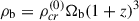 Mathematical equation: $ \rho_{\mathrm{b}} = \rho_{cr}^{(0)}\Omega_{\mathrm{b}}(1+z)^3 $