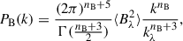 Mathematical equation: $$ \begin{aligned} P_{\rm B}(k)=\frac{(2\pi )^{n_{\rm B}+5}}{\Gamma (\frac{n_{\rm B}+3}{2})}\langle B_\lambda ^2\rangle \frac{k^{n_{\rm B}}}{k_{\lambda }^{n_{\rm B}+3}}, \end{aligned} $$