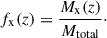 Mathematical equation: $$ \begin{aligned} f_{\rm x}(z) = \frac{M_{\rm x}(z)}{{M}_{\rm total}}\cdot \end{aligned} $$