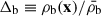 Mathematical equation: $ \Delta_{\mathrm{b}}\equiv\rho_{\mathrm{b}}(\mathbf{x})/\bar{\rho_{\mathrm{b}}} $