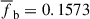 Mathematical equation: $ \overline{f}_{\mathrm{b}} = 0.1573 $