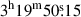 Mathematical equation: $ 3^{\mathrm{h}}19^{\mathrm{m}}50{{\overset{\text{s}}{.}}}15 $