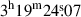 Mathematical equation: $ 3^{\mathrm{h}}19^{\mathrm{m}}24{{\overset{\text{s}}{.}}}07 $