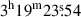 Mathematical equation: $ 3^{\mathrm{h}}19^{\mathrm{m}}23{{\overset{\text{s}}{.}}}54 $