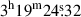 Mathematical equation: $ 3^{\mathrm{h}}19^{\mathrm{m}}24{{\overset{\text{s}}{.}}}32 $