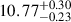 Mathematical equation: $ 10.77^{+0.30}_{-0.23} $
