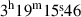 Mathematical equation: $ 3^{\mathrm{h}}19^{\mathrm{m}}15{{\overset{\text{s}}{.}}}46 $