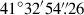 Mathematical equation: $ 41^\circ32^\prime54{{\overset{\prime\prime}{.}}}26 $