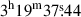 Mathematical equation: $ 3^{\mathrm{h}}19^{\mathrm{m}}37{{\overset{\text{s}}{.}}}44 $