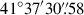 Mathematical equation: $ 41^\circ37^\prime30{{\overset{\prime\prime}{.}}}58 $