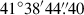 Mathematical equation: $ 41^\circ38^\prime44{{\overset{\prime\prime}{.}}}40 $