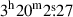Mathematical equation: $ 3^{\mathrm{h}}20^{\mathrm{m}}2{{\overset{\text{s}}{.}}}27 $