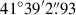 Mathematical equation: $ 41^\circ39^\prime2{{\overset{\prime\prime}{.}}}93 $