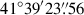 Mathematical equation: $ 41^\circ39^\prime23{{\overset{\prime\prime}{.}}}56 $
