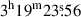 Mathematical equation: $ 3^{\mathrm{h}}19^{\mathrm{m}}23{{\overset{\text{s}}{.}}}56 $