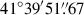 Mathematical equation: $ 41^\circ39^\prime51{{\overset{\prime\prime}{.}}}67 $