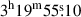 Mathematical equation: $ 3^{\mathrm{h}}19^{\mathrm{m}}55{{\overset{\text{s}}{.}}}10 $