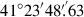 Mathematical equation: $ 41^\circ23^\prime48{{\overset{\prime^\prime}{.}}}63 $