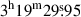 Mathematical equation: $ 3^{\mathrm{h}}19^{\mathrm{m}}29{{\overset{\text{s}}{.}}}95 $