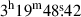 Mathematical equation: $ 3^{\mathrm{h}}19^{\mathrm{m}}48{{\overset{\text{s}}{.}}}42 $