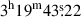 Mathematical equation: $ 3^{\mathrm{h}}19^{\mathrm{m}}43{{\overset{\text{s}}{.}}}22 $