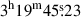Mathematical equation: $ 3^{\mathrm{h}}19^{\mathrm{m}}45{{\overset{\text{s}}{.}}}23 $
