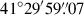 Mathematical equation: $ 41^\circ29^\prime59{{\overset{\prime\prime}{.}}}07 $