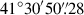 Mathematical equation: $ 41^\circ30^\prime50{{\overset{\prime\prime}{.}}}28 $