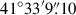 Mathematical equation: $ 41^\circ33^\prime9{{\overset{\prime\prime}{.}}}10 $