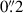 Mathematical equation: $ {0{{\overset{\prime\prime}{.}}}2} $